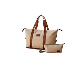 Stylish Duffel Bag & Toiletry Bag, Perfect Gym, Travel & Everyday Carry - Beige