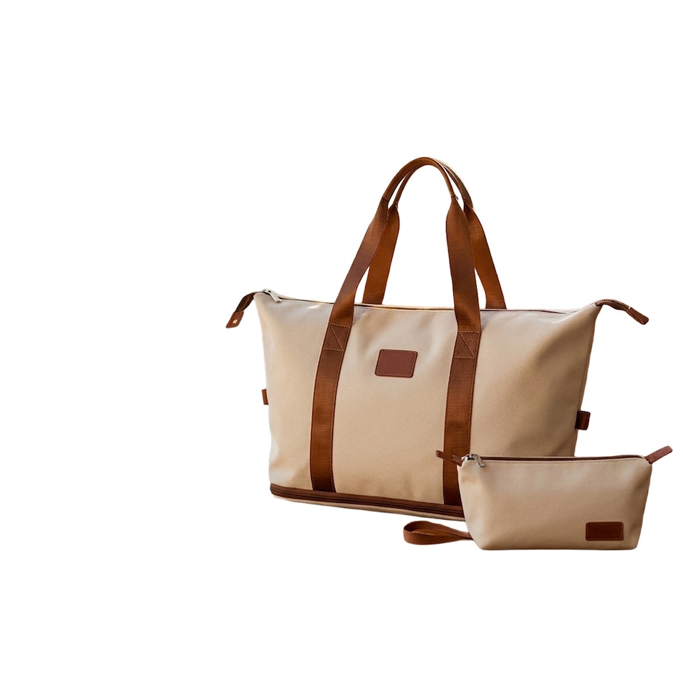 image 1 of Stylish Duffel Bag & Toiletry Bag, Perfect Gym, Travel & Everyday Carry - Beige