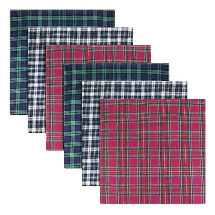 Warwick & Vance Pack Of 6 Tartan Design Cotton Handkerchiefs