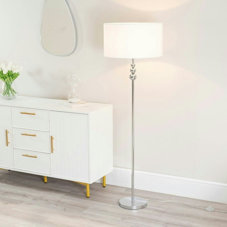 image 1 of ValueLights Marissa Chrome Stacked Ball Freestanding Floor Lamp Base