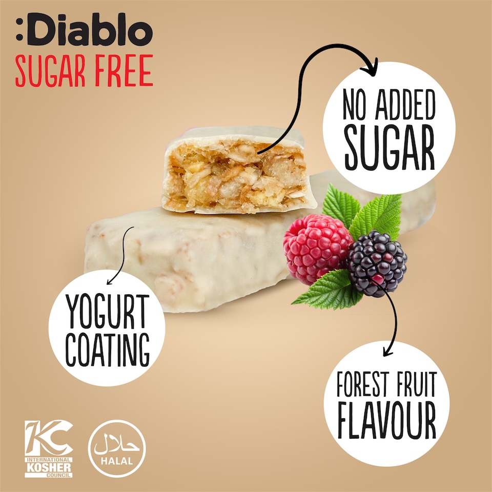 image 1 of Diablo No Added Sugar Yoghurt and Forest Fruits Muesli Bar 30g 6 Pack