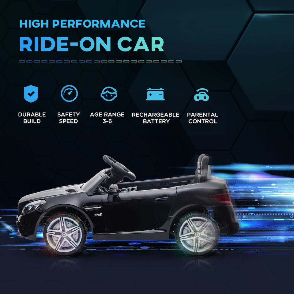image 1 of AIYAPLAY Benz 12V Kids Electric Ride On Car w/ Remote Control, Music, Black