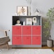 image 2 of Wide 7-Cube Bookcase With Drawers | Grey | Grey & Red | 1