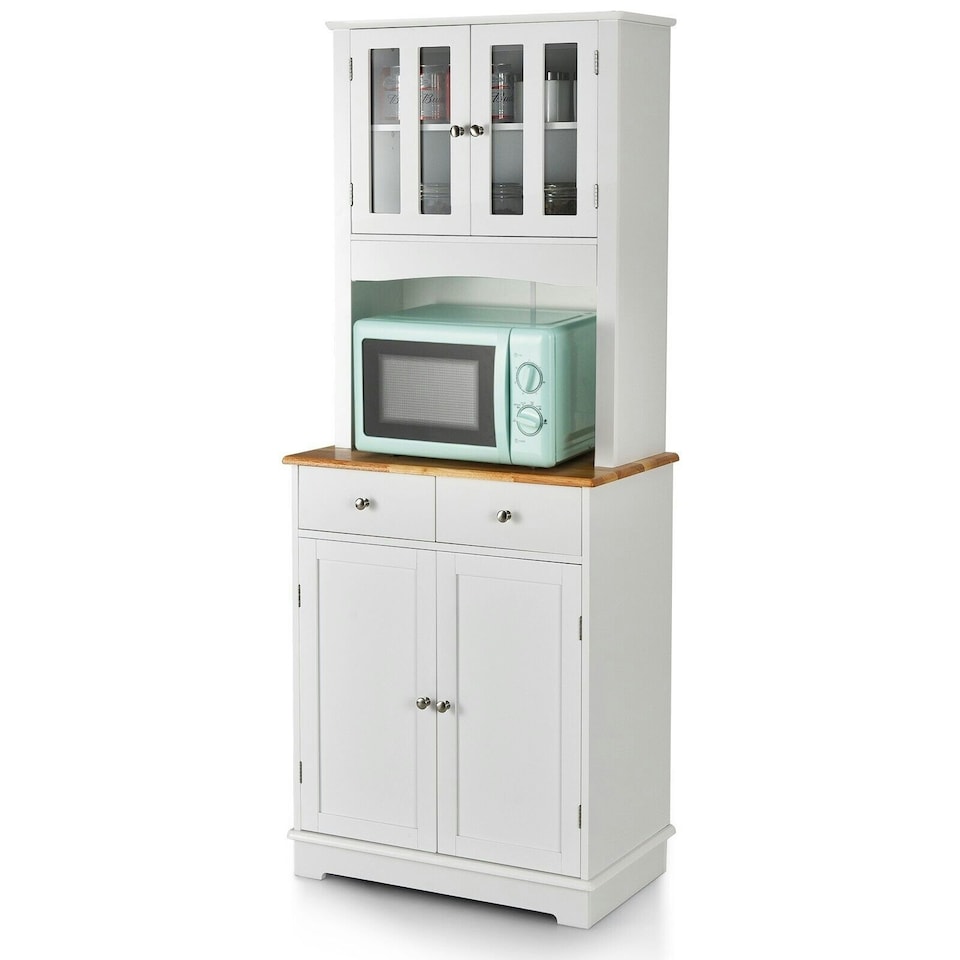 image 1 of COSTWAY Kitchen Pantry Cabinet Buffet Cupboard W/ Drawer White