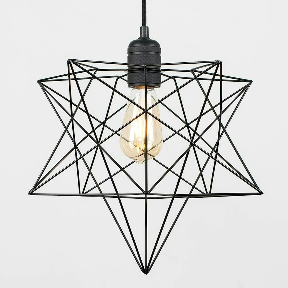 image 1 of ValueLights Casco Matte Black Pendant Light with Black Novelty Shade and E27 Pear LED 4W Warm White 2700K Bulb | Black