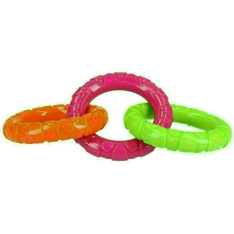 Dog Play Time Tough Rubber Mult-Coloured Rings Dog Toy Medium