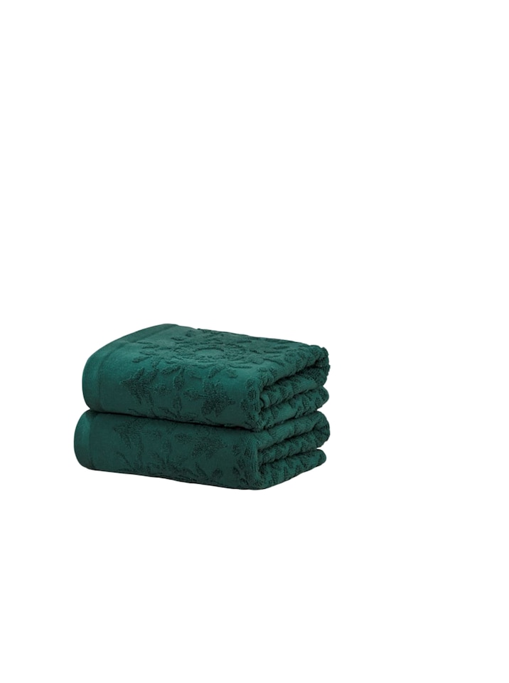 image 1 of Versailles Jacquard Cotton Towels Soft and Absorbent | Green | Hand towel