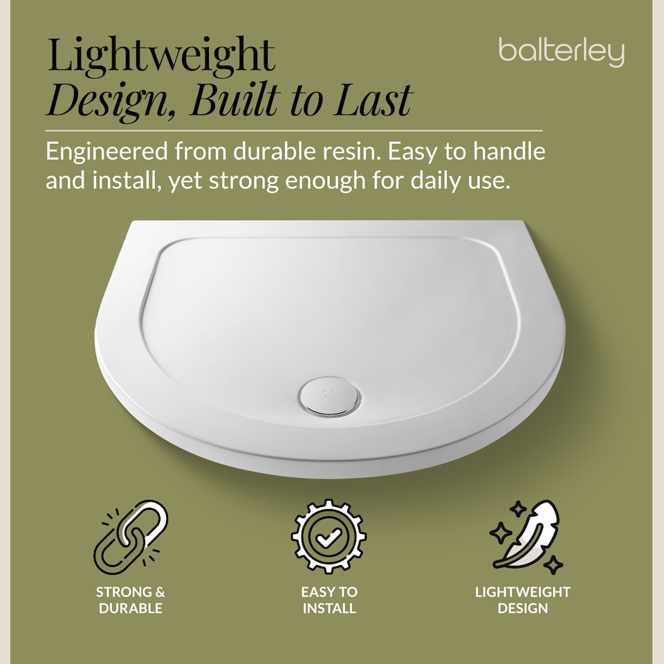 image 1 of Balterley Premium D Shape Shower Tray | White | White | 1
