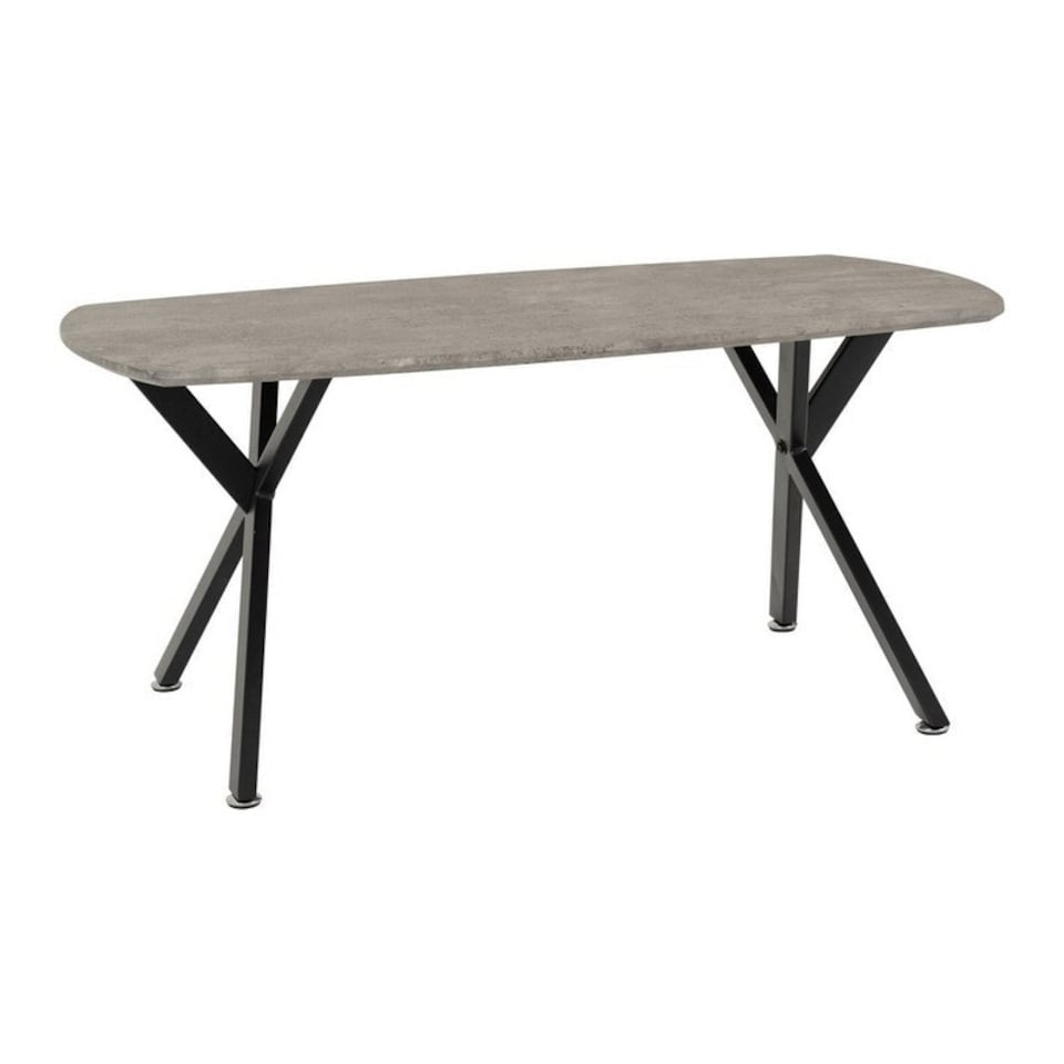 image 1 of Athens Oval Coffee Table - L60 x W100 x H45.5 cm - Concrete Effect/Black | Grey