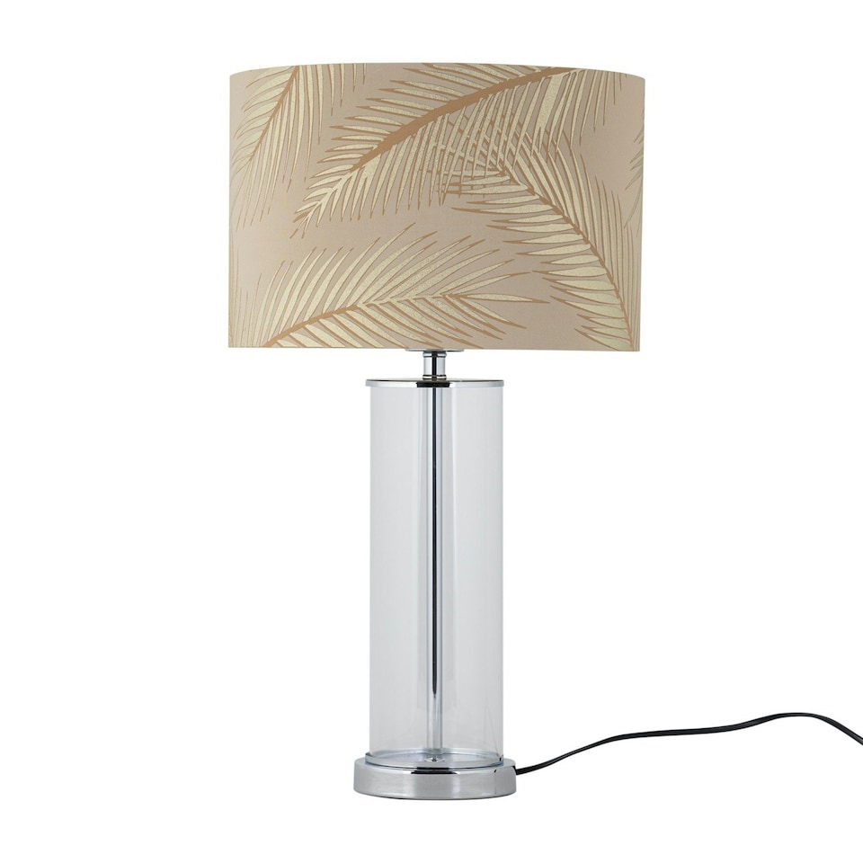 image 1 of Aura - Chrome Table Lamp with Champagne & Gold Leaf Shade Chrome | Gold