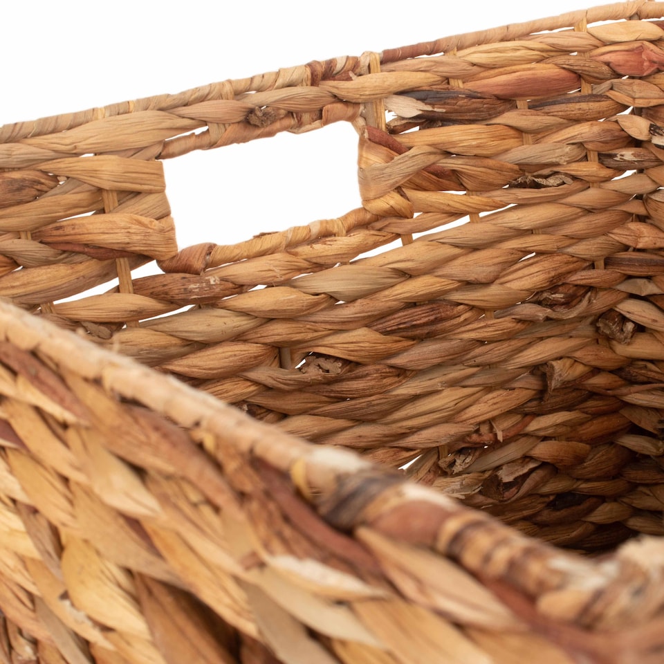 image 1 of Large Water Hyacinth Square Storage Basket | Brown | Brown | L