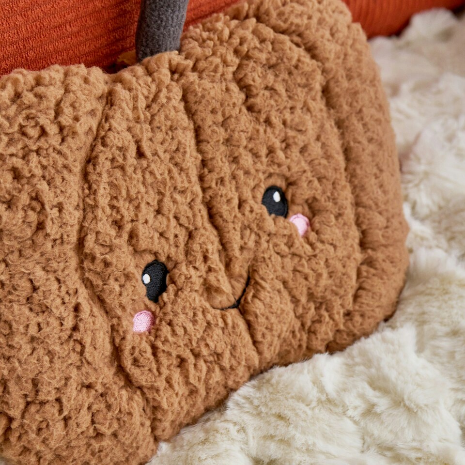 image 1 of OHS Pumpkin Halloween Autumnal Soft Plush Cosy Winter Warm Decor Microwavable Hottie Pad - Rust