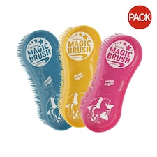 MagicBrush Horse Brush (Pack of 3) - Pink/Yellow/Blue - One Size