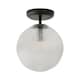 image 1 of ValueLights Kempton Black Flush Ceiling Light Ribbed Globe Shade | Black