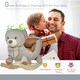 image 3 of HOMCOM Kids Rocking Bear Plush Ride On Seat w/ Sound Button Wood Base Seat Belt