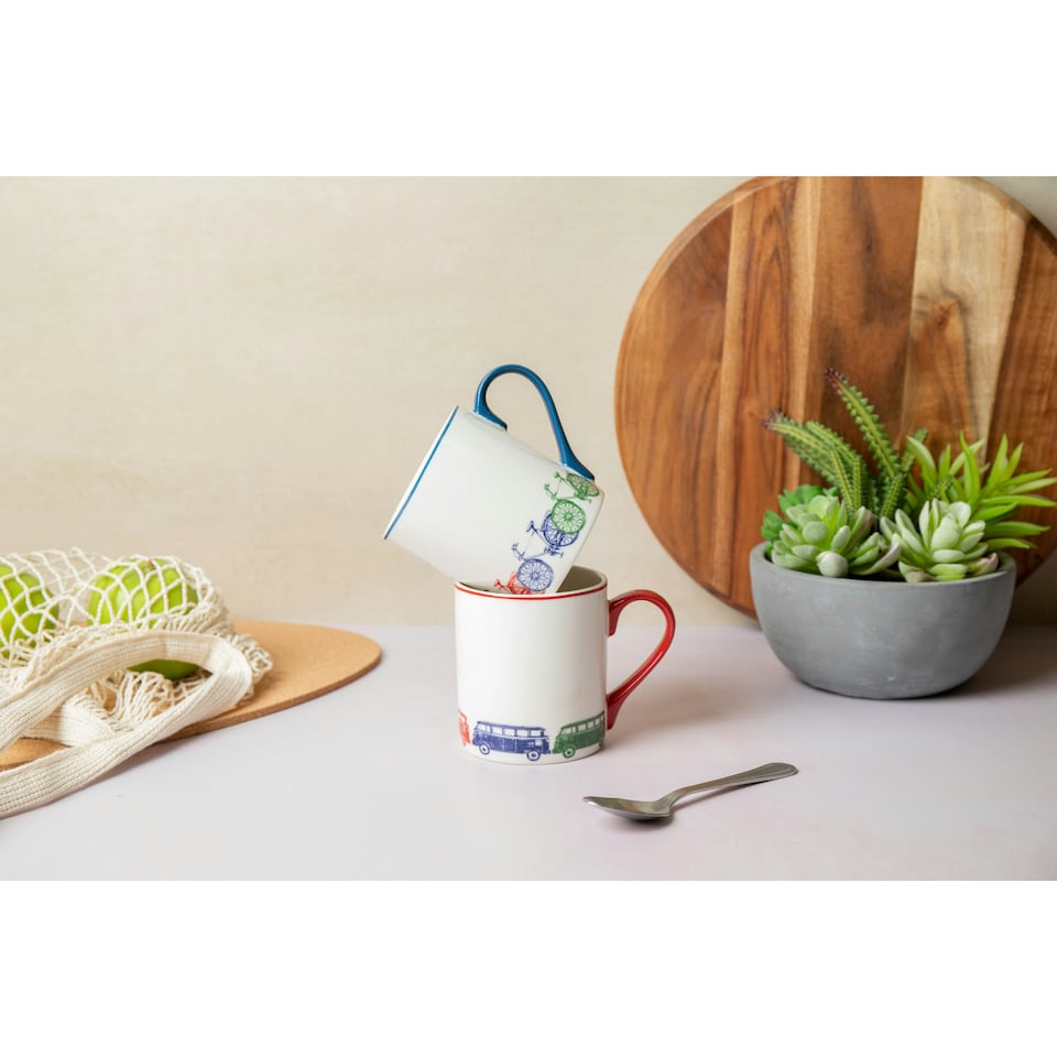 image 1 of Mikasa Camper Van Straight-Sided Porcelain Mug, 280ml | White