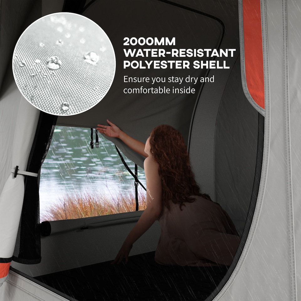 image 1 of Outsunny 5 Man Tailgate Tent 2000mm Waterproof | Grey | Grey and Orange | 239x210x210 cm