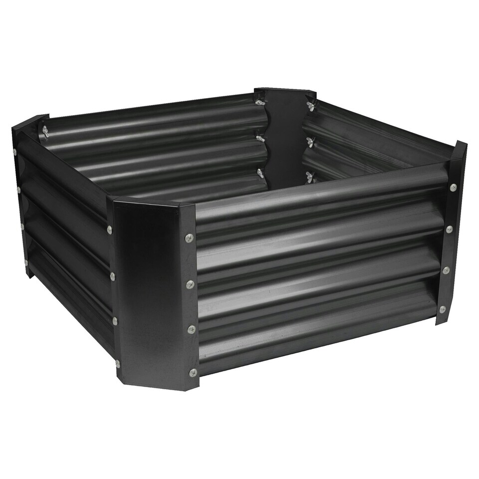 image 1 of Harbour Housewares Square Galvanised Steel Raised Garden Bed - 60cm x 60cm - Anthracite