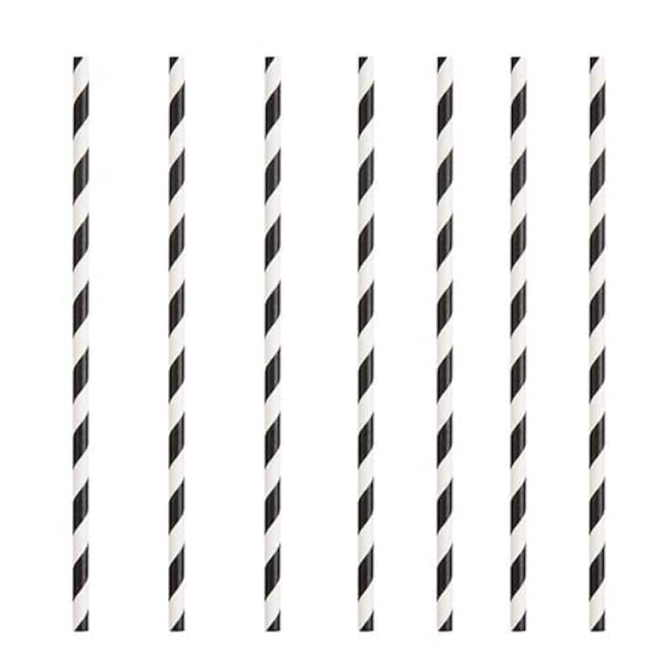 image 1 of Pack of 10 Black Striped Paper Straws