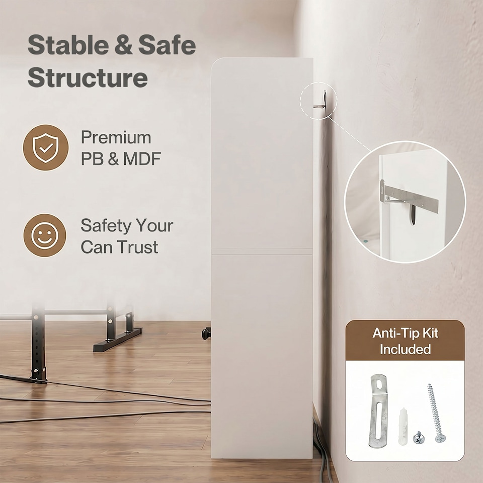 image 1 of Levede Bathroom Cabinet Slim Corner Storage Adjustable Shelves PB MDF White