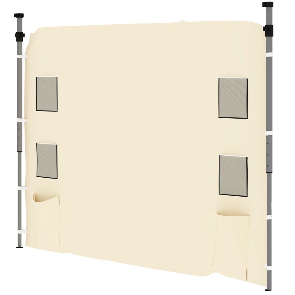 image 1 of Outsunny Gazebo Side Panel, Canopy Sidewall Panel with 4 Mesh Bags and 2 Storage Pockets for 3 x 3 m Straight Leg Pop Up Gazebos, 1 Pack Sidewall Only, Beige