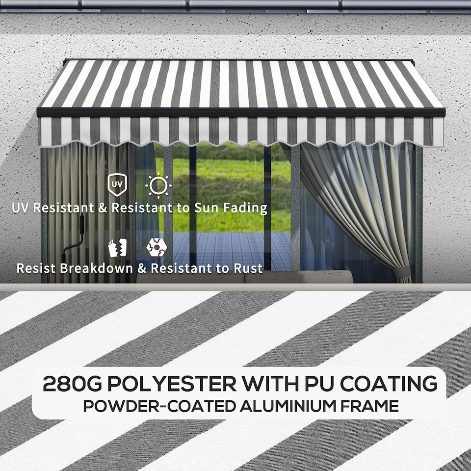 image 1 of Outsunny 3 x 2m Electric Retractable Awning, Aluminium Frame, Grey & White