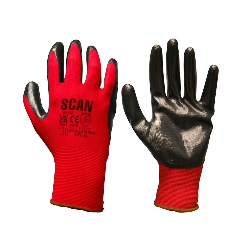 Scan Nitrile Coated Knitted Gloves - Multi Colour - Extra Large Multi | Extra Large