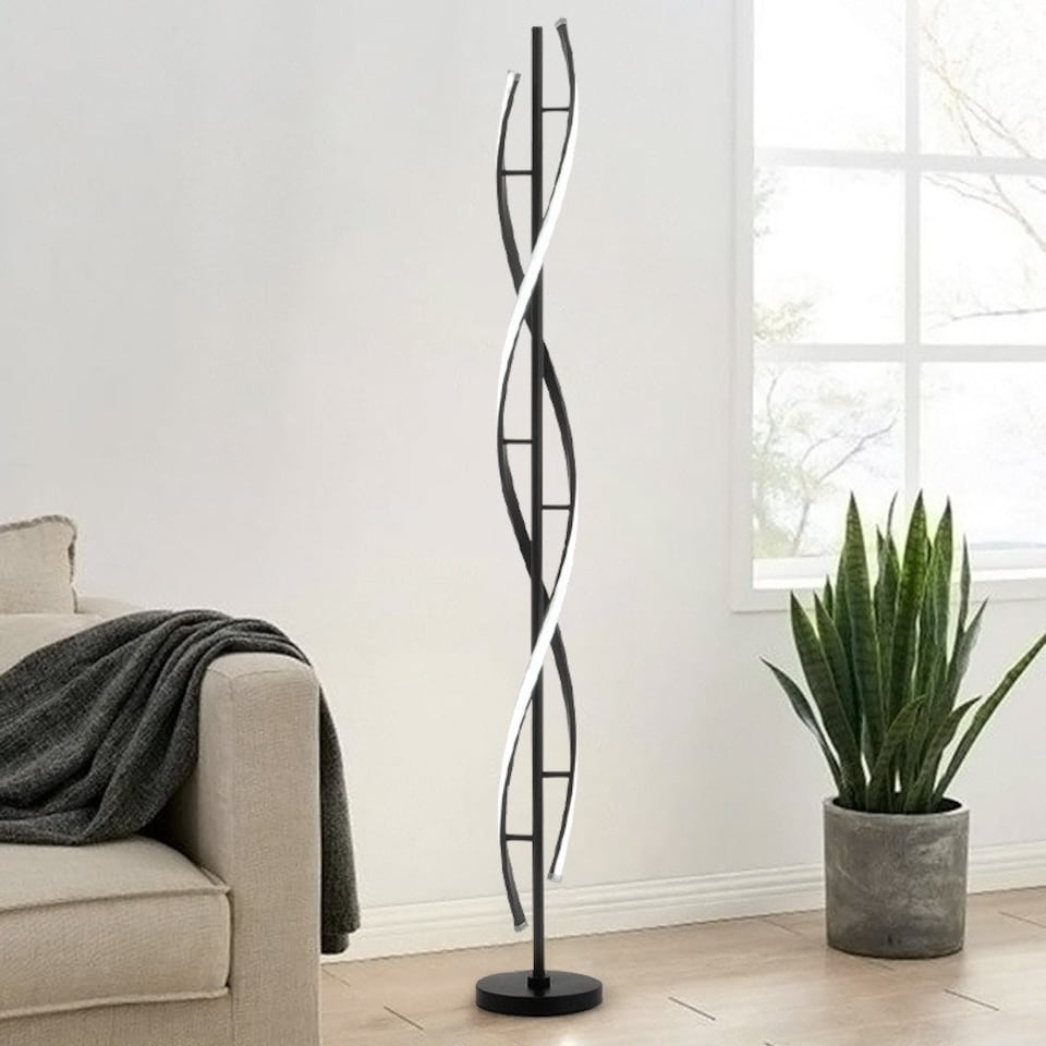 image 1 of Living and Home Double-helix LED Floor Lamp - 42W Black