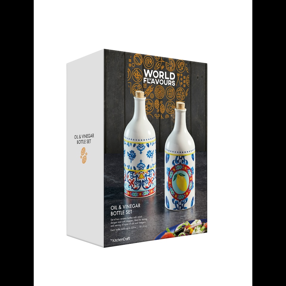 image 1 of KitchenCraft Ceramic Oil and Vinegar Bottle Set 500ml
