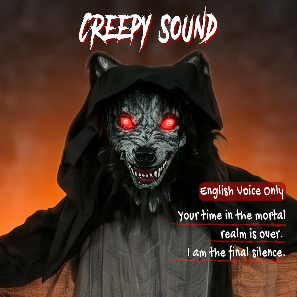 image 1 of HOMCOM Halloween Standing Werewolf Animated Decoration with Light-Up Eyes