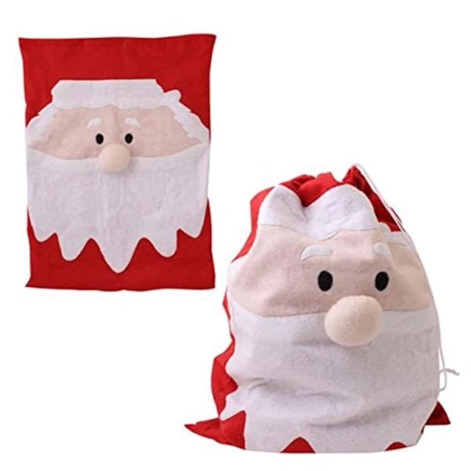 image 1 of Santa Sack Face Felt Bag Christmas Red Tree Gift Party Xmas Stocking Present