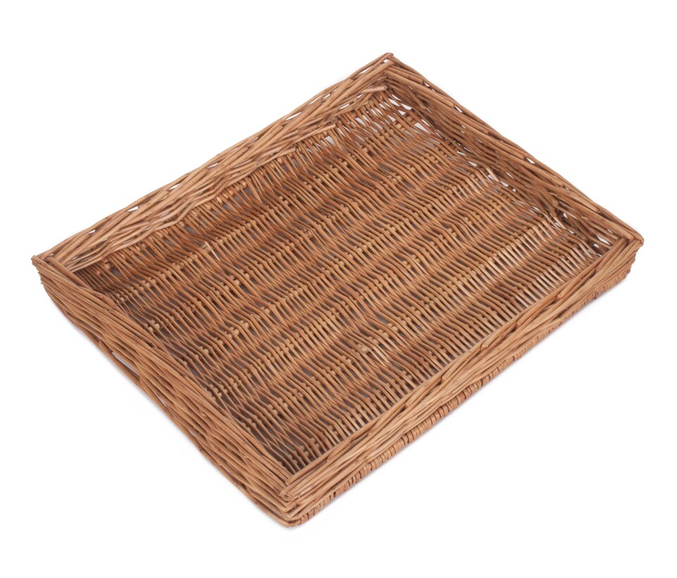 image 1 of Wicker Light Steamed Flat Serving Tray | Brown | Brown | One Size