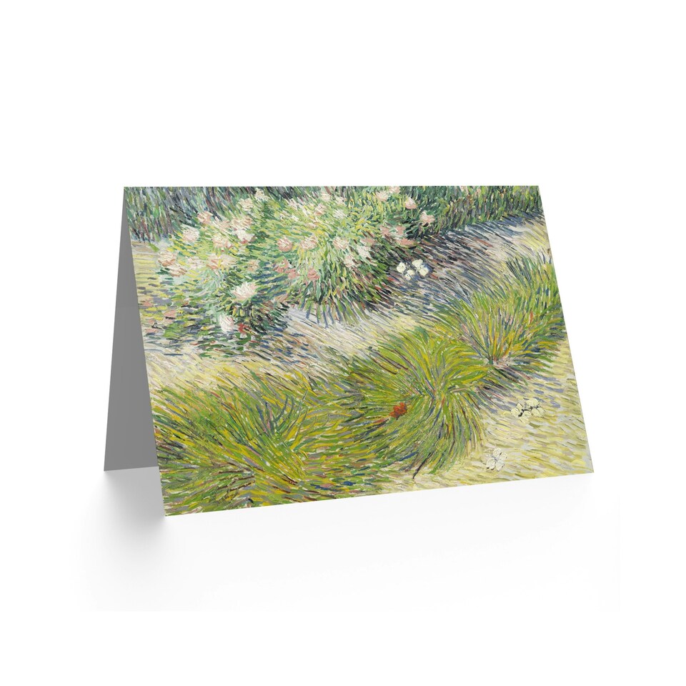 image 1 of Van Gogh Grass Butterflies Blank Art Card