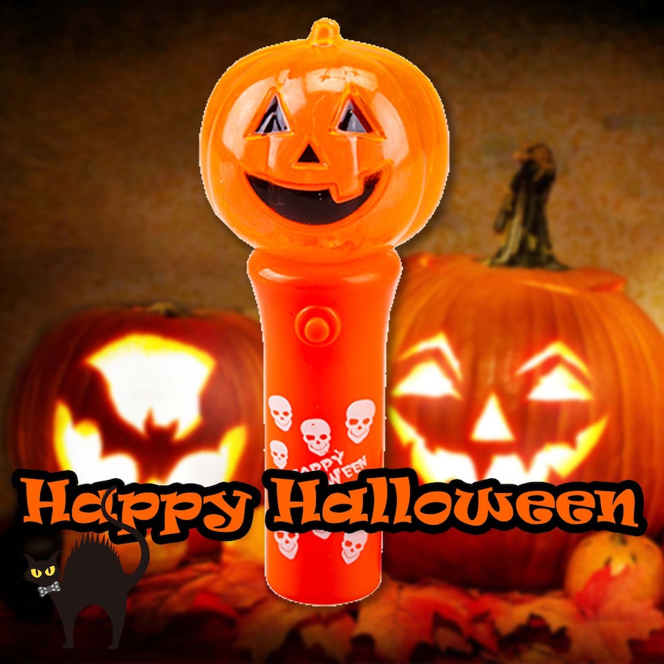 image 1 of PMS Halloween Light-Up Pumpkin Wand Accessory 11.3 cm