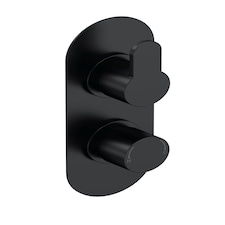 Balterley Consall Contemporary Round Twin 3-Way Thermostatic Shower Valve with Diverter, Black