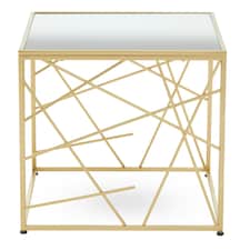 Interiors by Premier Farran Gold Finish Side Table With Mirror Top