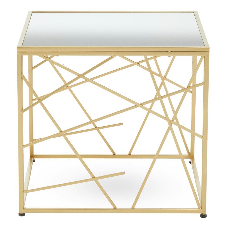 image 1 of Interiors by Premier Farran Gold Finish Side Table With Mirror Top