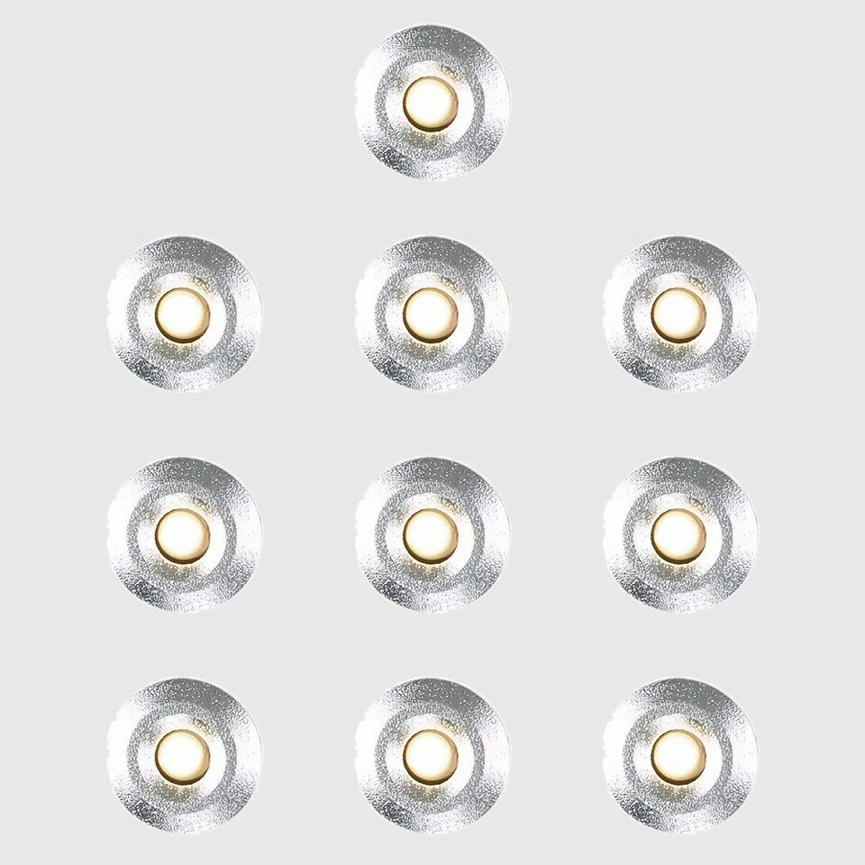 image 1 of ValueLights Decking Lights 10 Pack Silver Outdoor Decking Light Extension Warm White 15mm