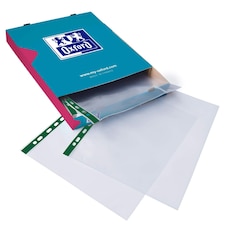 Elba Hamelin A4 Glass Clear Standard Punched Pockets, Multipunched Green Strip, 55 Microns, Box of 100, 400002137
