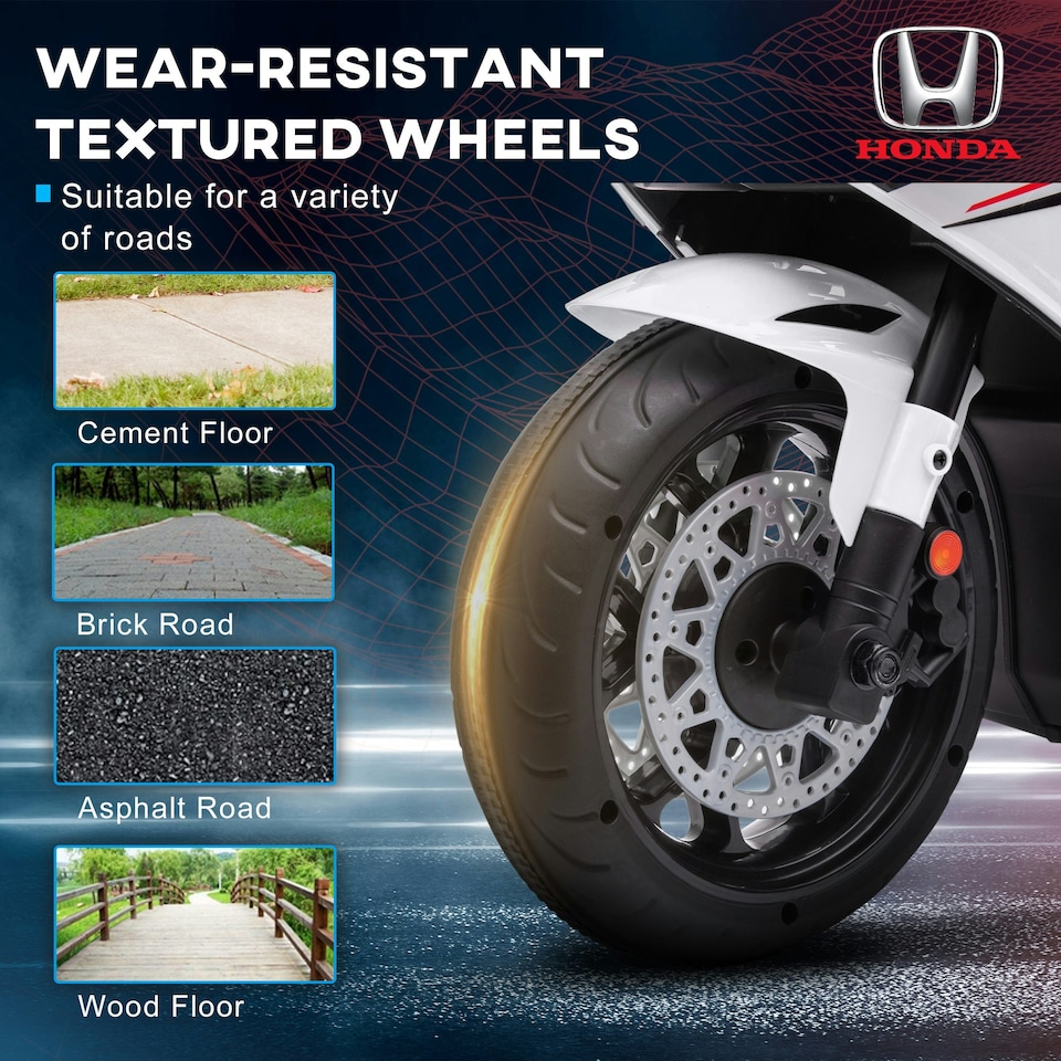 image 1 of HOMCOM Honda Licensed 6V Kids Electric Motorbike Ride On Car for 3-5 Years White