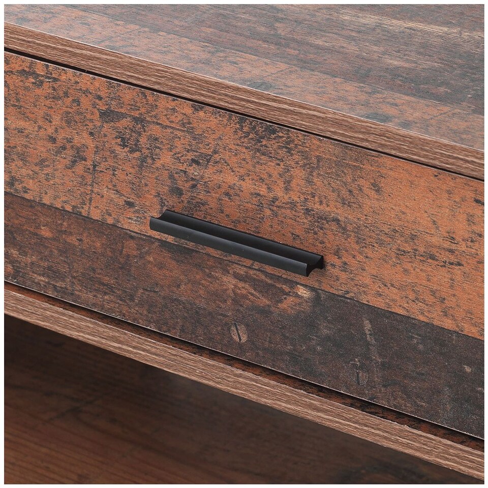 image 1 of Abbey Coffee Table with 3 Drawers Rustic Industrial Oak Effect Living Room