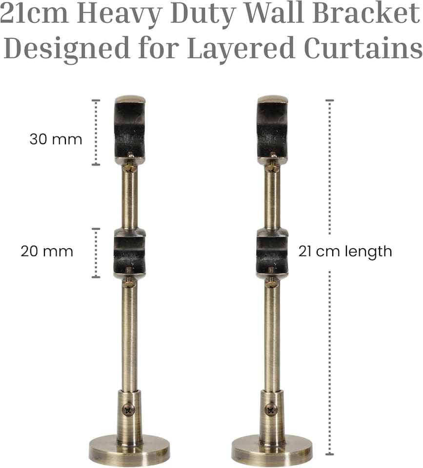 image 1 of Lister Cartwright Double Curtain Extendable Pole Set with Antique Brass Ball Finials- 19mm & 28mm Metal Poles(120- 320 cm)