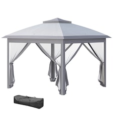 Outsunny Pop Up Gazebo Height Adjustable Canopy Tent w/ Carrying Bag, Grey