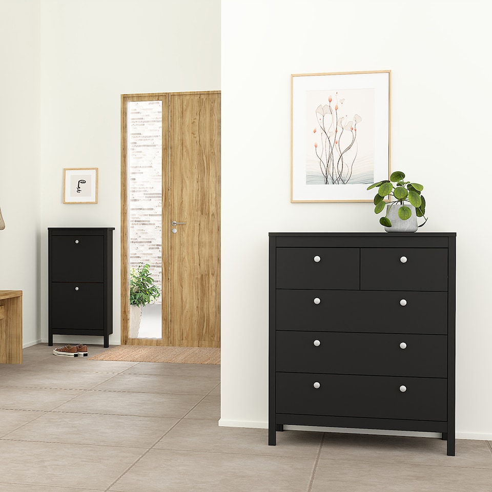 image 1 of Madrid Chest 3+2 Drawers in Matt Black