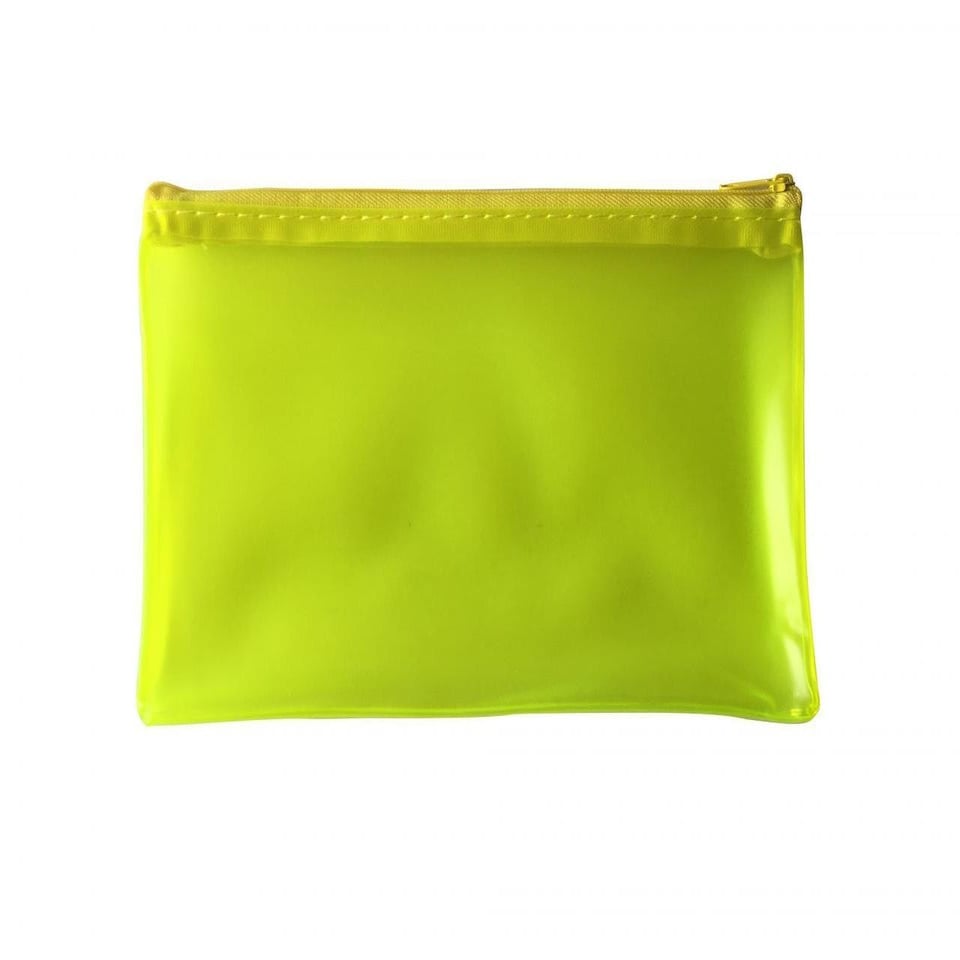 image 1 of 8x5" Frosted Yellow Pencil Case - See Through Exam Clear Translucent