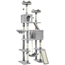 Yaheetech 209 cm Large Cat Tower with 2 Cozy Condos Light Grey