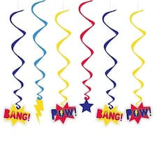 Superhero Hanging Swirl Decorations - Pack of 6