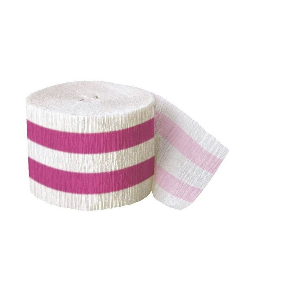 Unique Party Crepe Paper Striped Streamers - Hot Pink/White - One Size