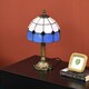 image 7 of HOMCOM Handmade Stained Glass Table Lamp, TiffanyStyle Bedside Lamp for Bedroom, Living room, Home, Nightstand, Decorative Night Light, Blue