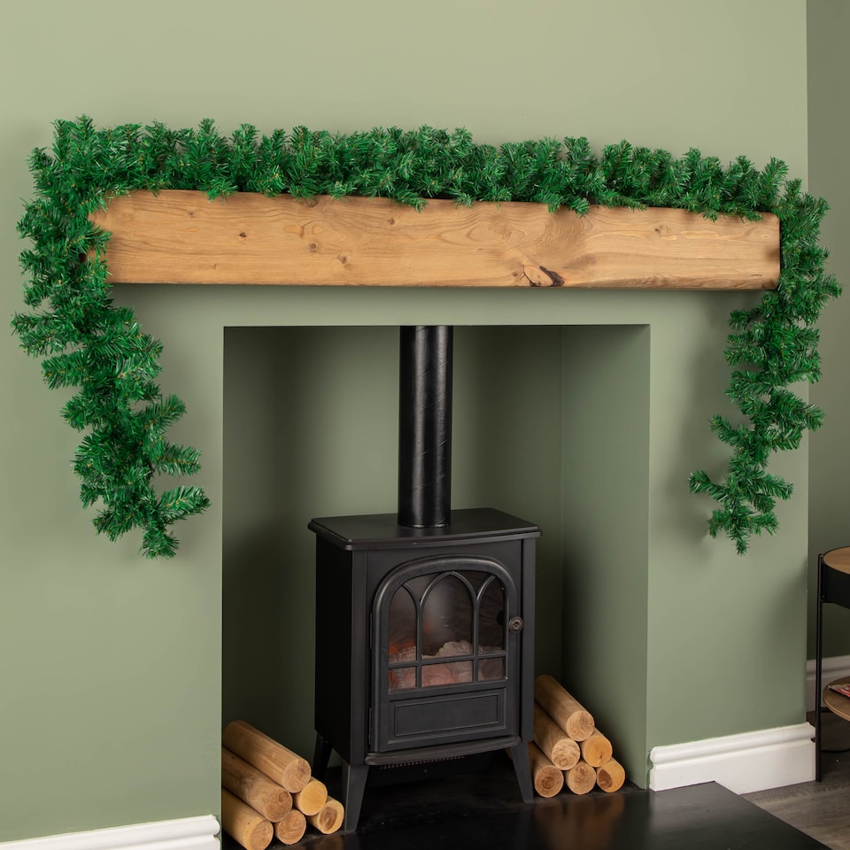 image 1 of 2.7m x 20cm Plain Green Christmas Garland with 260 Tips